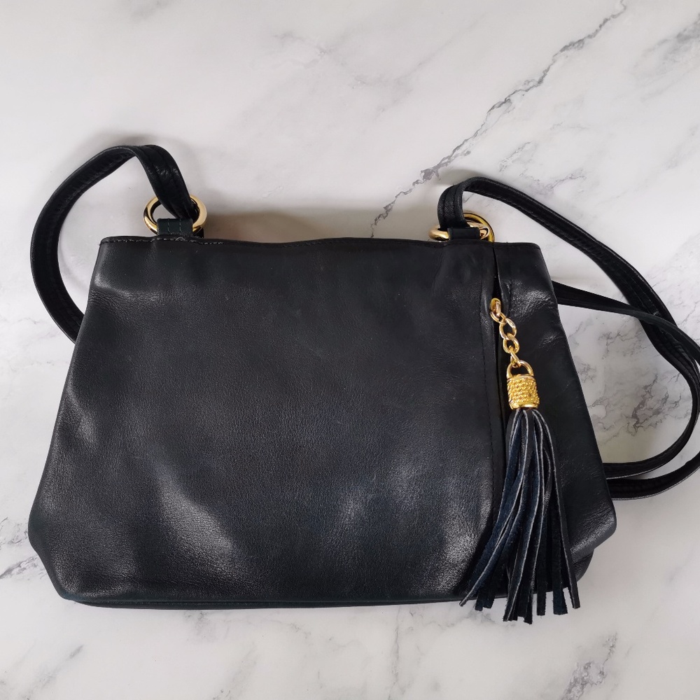 Tignanello navy blue leather shoulder Bag